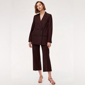Aritzia Little Moon Caluna Suit Blazer XXS Pants 00 Plaid Beige Double Breasted